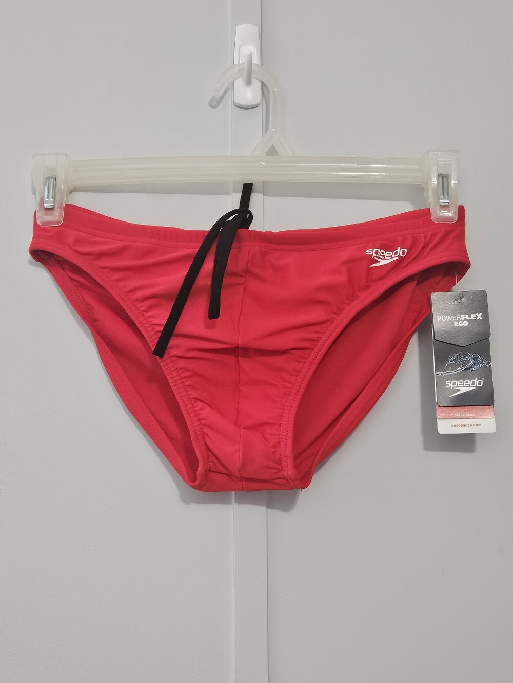 Speedo PowerFlex Eco Size 34 Red Boys Mens Swim Trunks with Elastic Drawstring
